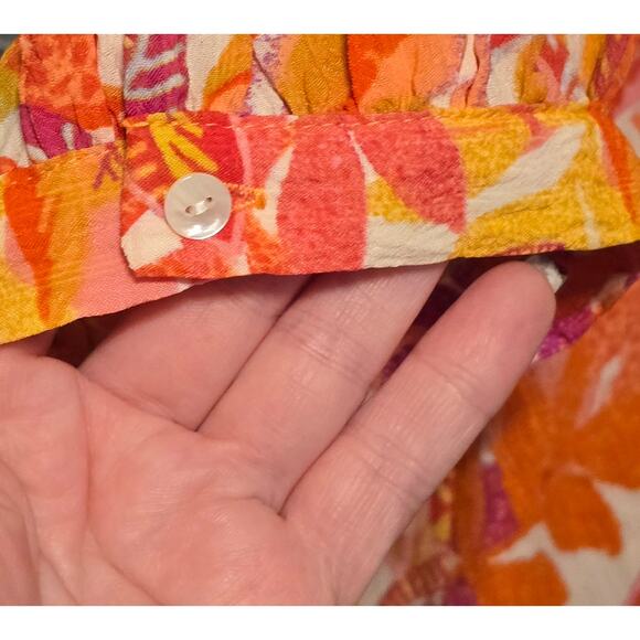 Rose + Olive Top Womens Size Large Multi Floral Print Balloon Sleeve Colorful - Picture 8 of 11